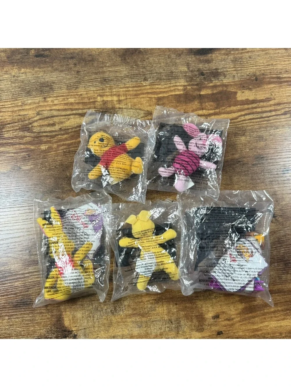 Vintage Winnie the Pooh Fast Food Plush Toy Lot 5 Sealed Packages McDonald's